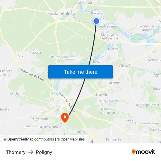 Thomery to Poligny map