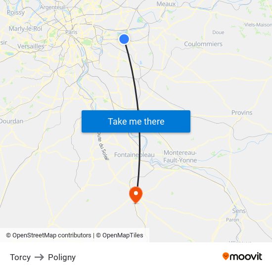 Torcy to Poligny map