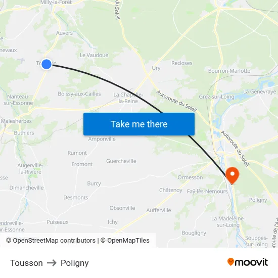 Tousson to Poligny map