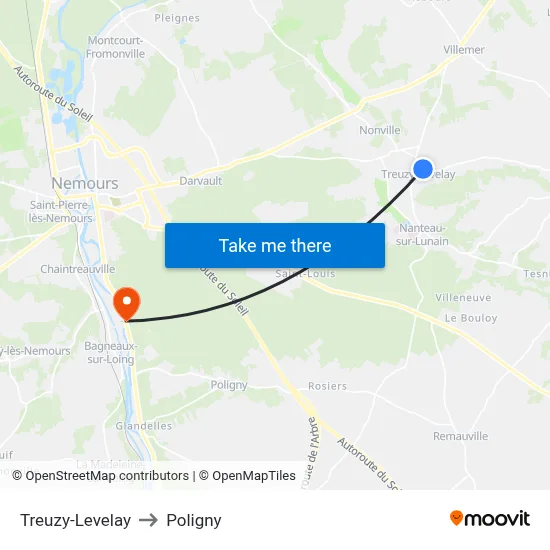 Treuzy-Levelay to Poligny map