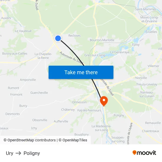 Ury to Poligny map