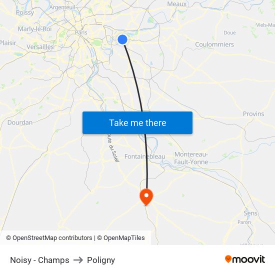 Noisy - Champs to Poligny map