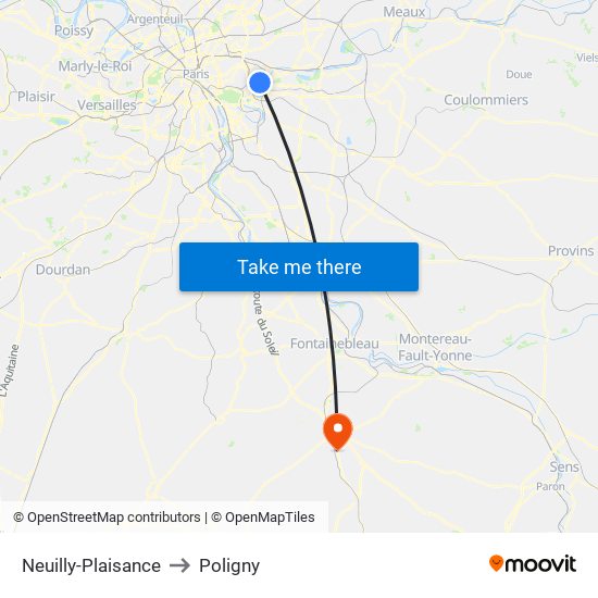 Neuilly-Plaisance to Poligny map