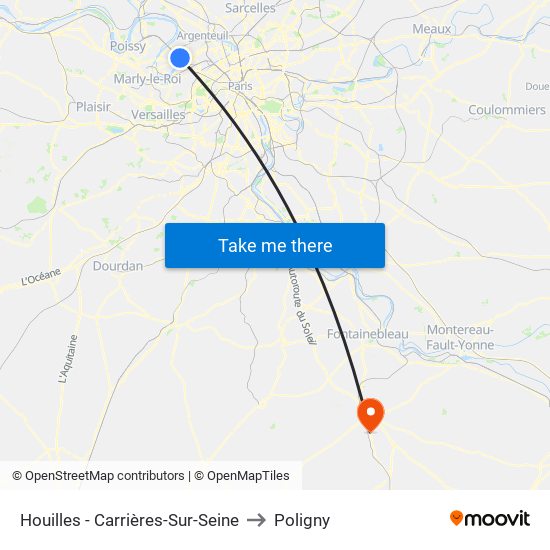 Houilles - Carrières-Sur-Seine to Poligny map