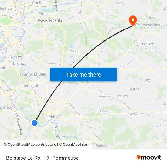 Boissise-Le-Roi to Pommeuse map