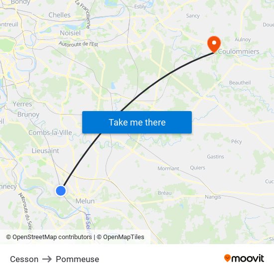 Cesson to Pommeuse map