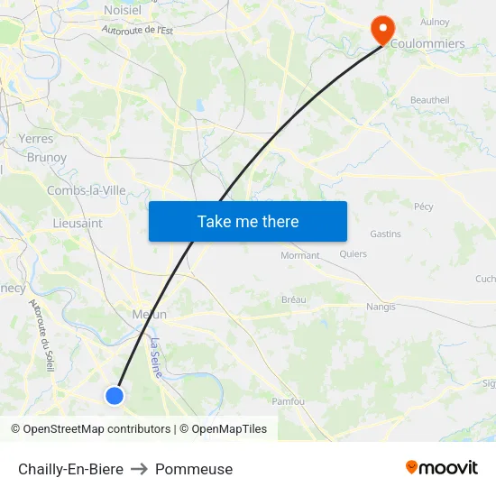 Chailly-En-Biere to Pommeuse map