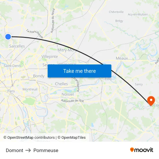 Domont to Pommeuse map