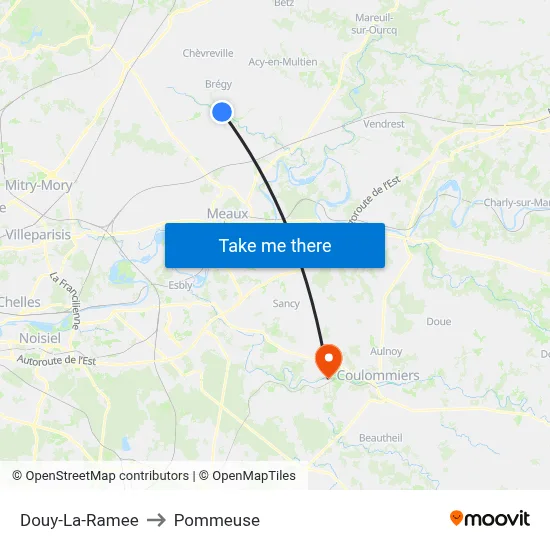 Douy-La-Ramee to Pommeuse map
