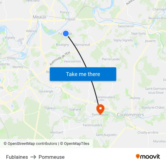 Fublaines to Pommeuse map