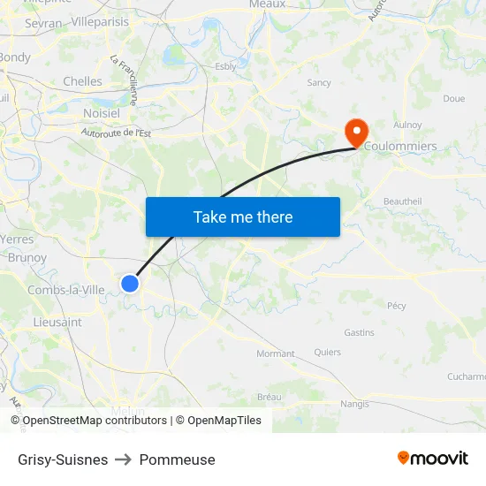 Grisy-Suisnes to Pommeuse map