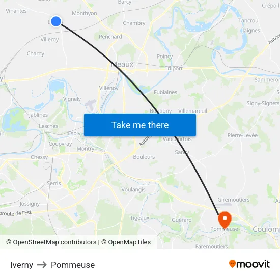 Iverny to Pommeuse map