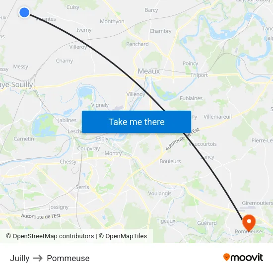 Juilly to Pommeuse map
