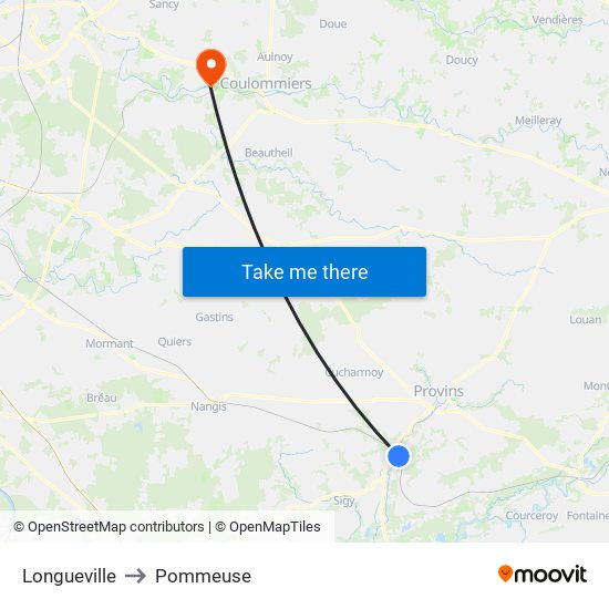 Longueville to Pommeuse map