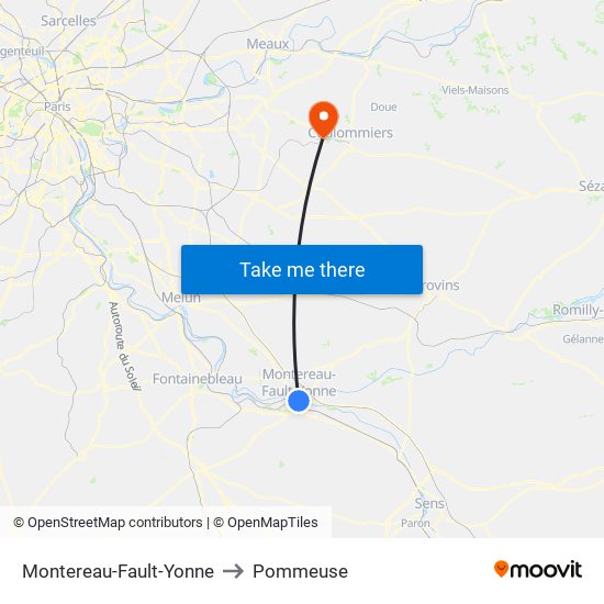 Montereau-Fault-Yonne to Pommeuse map