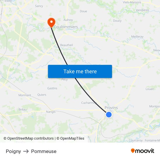 Poigny to Pommeuse map