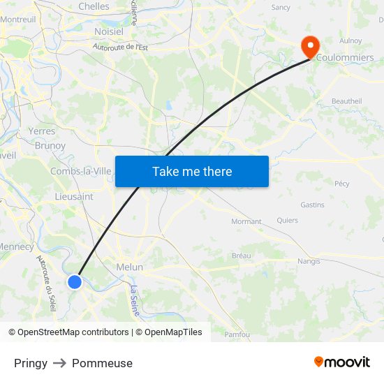 Pringy to Pommeuse map