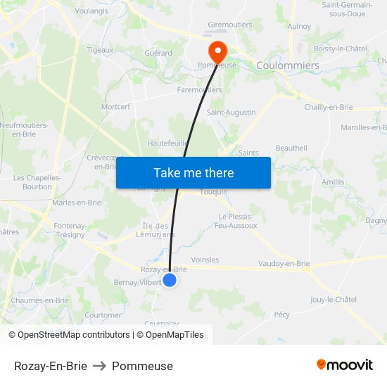 Rozay-En-Brie to Pommeuse map