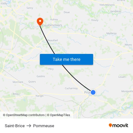 Saint-Brice to Pommeuse map