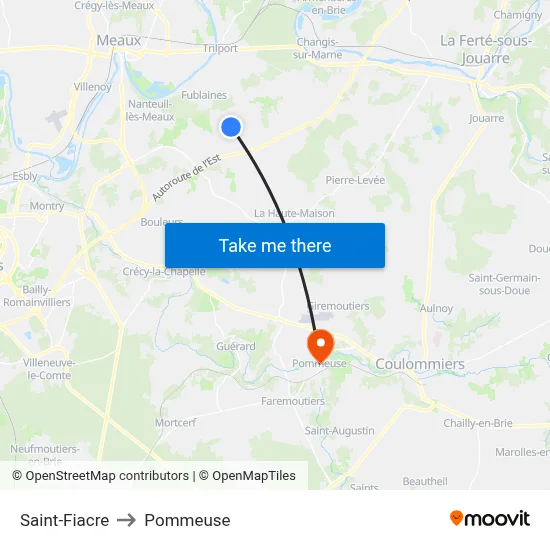 Saint-Fiacre to Pommeuse map