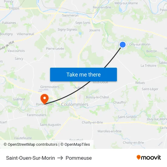Saint-Ouen-Sur-Morin to Pommeuse map