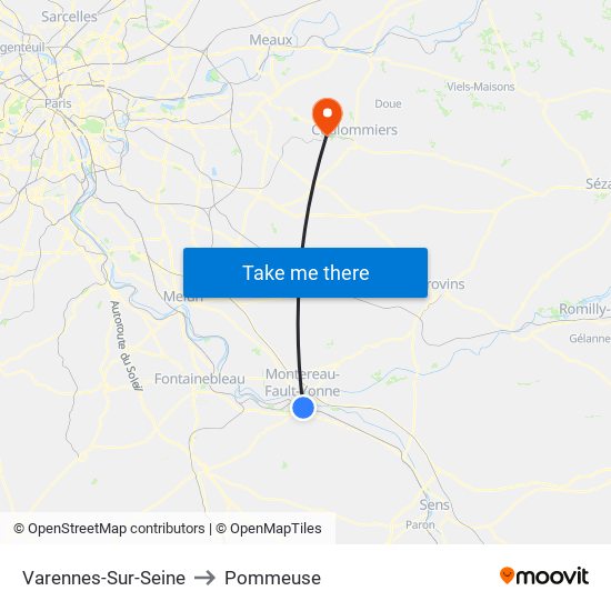 Varennes-Sur-Seine to Pommeuse map