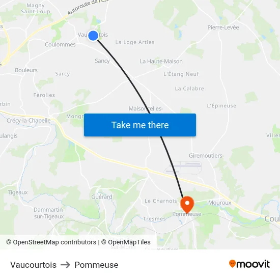 Vaucourtois to Pommeuse map