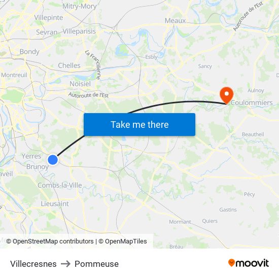 Villecresnes to Pommeuse map