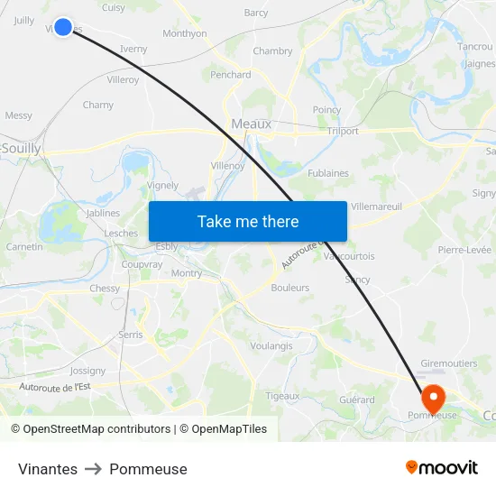 Vinantes to Pommeuse map