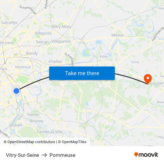 Vitry-Sur-Seine to Pommeuse map