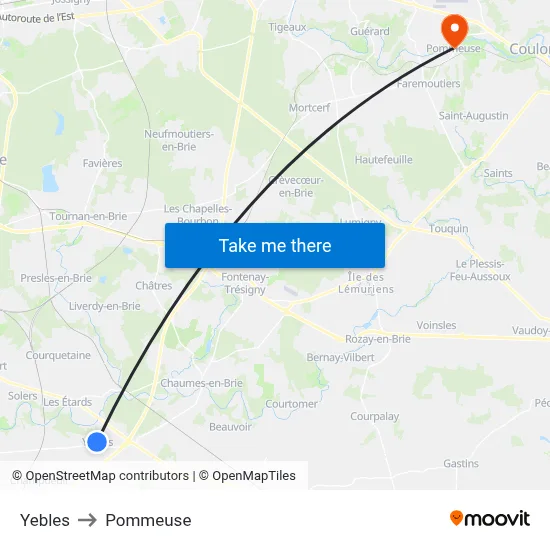 Yebles to Pommeuse map