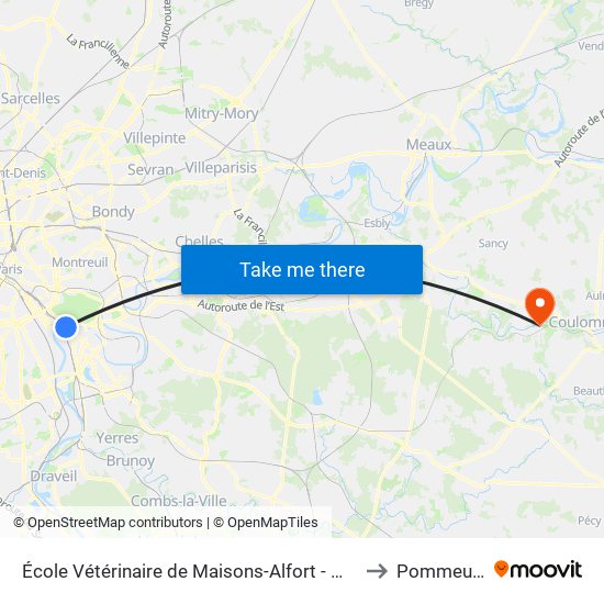 École Vétérinaire de Maisons-Alfort - Métro to Pommeuse map