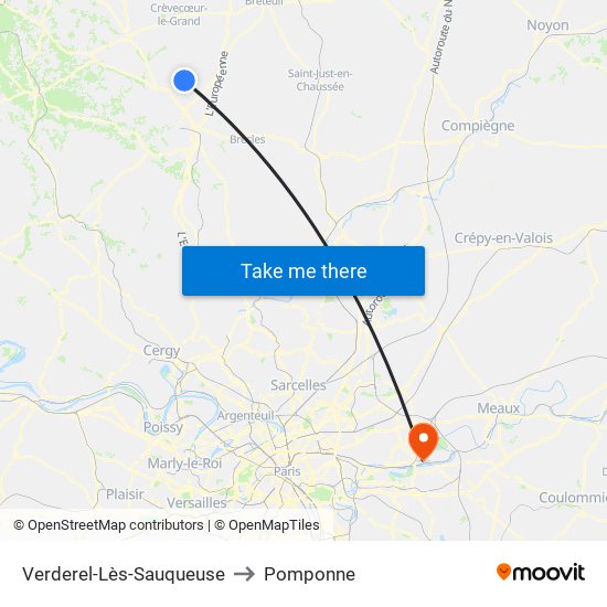 Verderel-Lès-Sauqueuse to Pomponne map