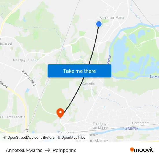 Annet-Sur-Marne to Pomponne map