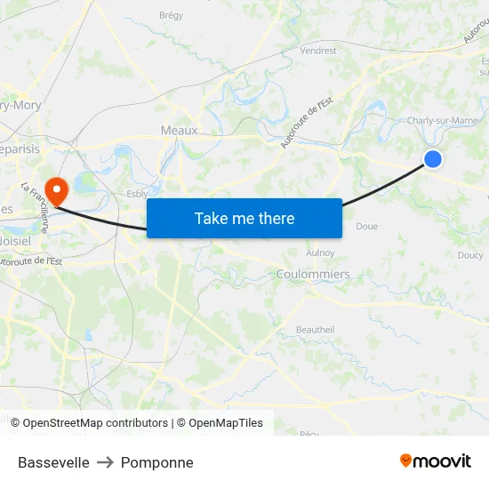 Bassevelle to Pomponne map