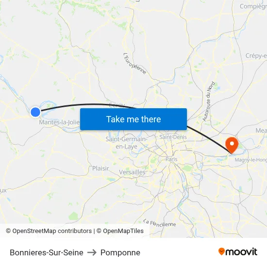 Bonnieres-Sur-Seine to Pomponne map