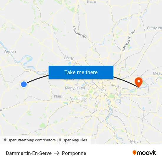 Dammartin-En-Serve to Pomponne map