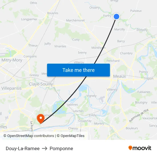 Douy-La-Ramee to Pomponne map