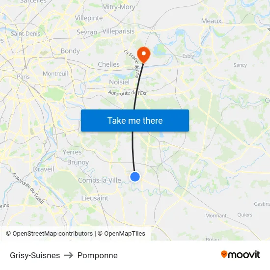 Grisy-Suisnes to Pomponne map