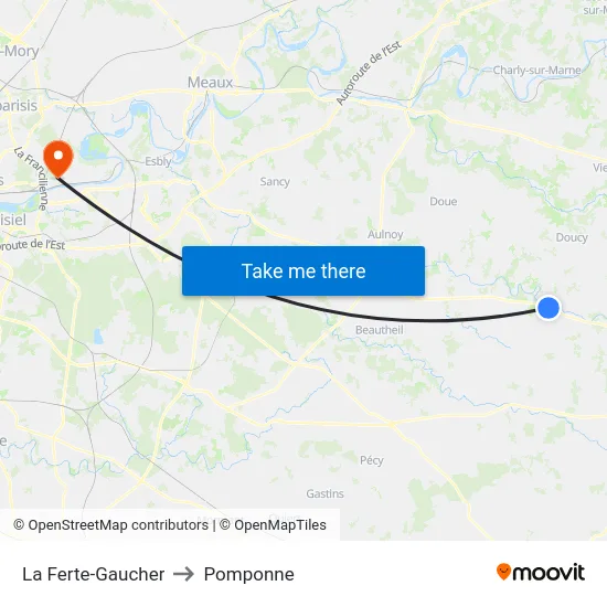 La Ferte-Gaucher to Pomponne map