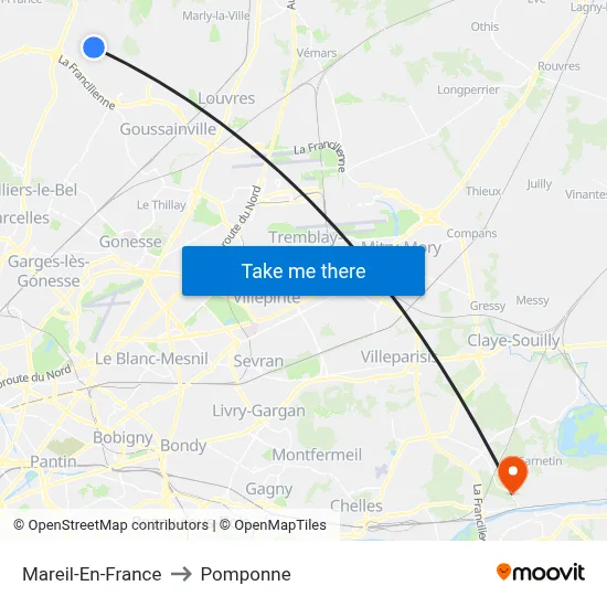 Mareil-En-France to Pomponne map