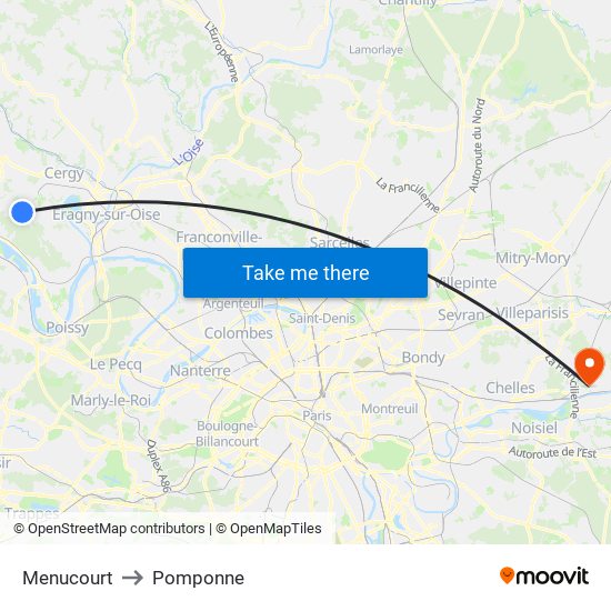 Menucourt to Pomponne map