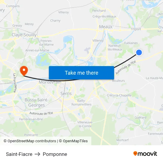 Saint-Fiacre to Pomponne map