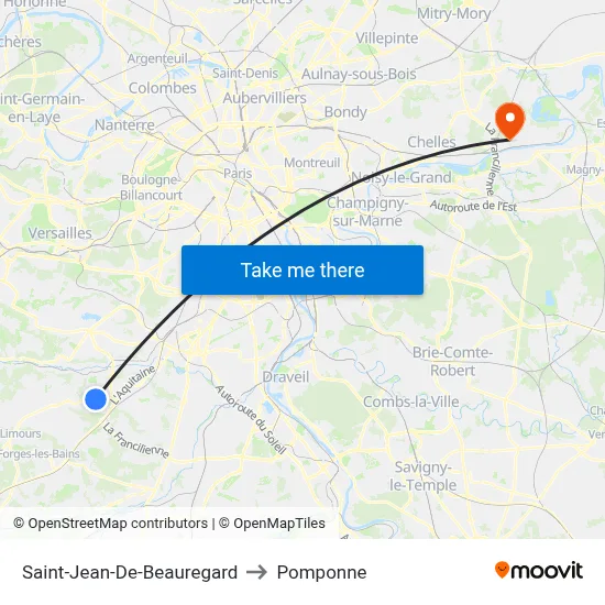 Saint-Jean-De-Beauregard to Pomponne map