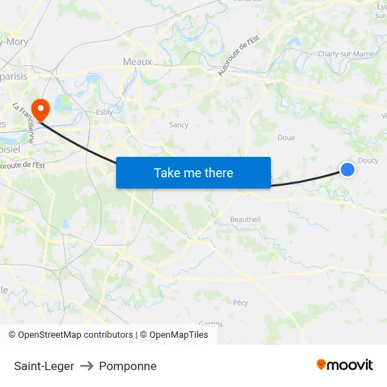 Saint-Leger to Pomponne map