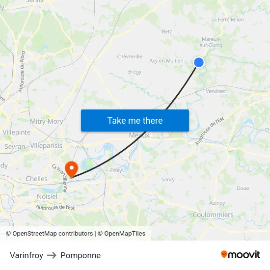 Varinfroy to Pomponne map