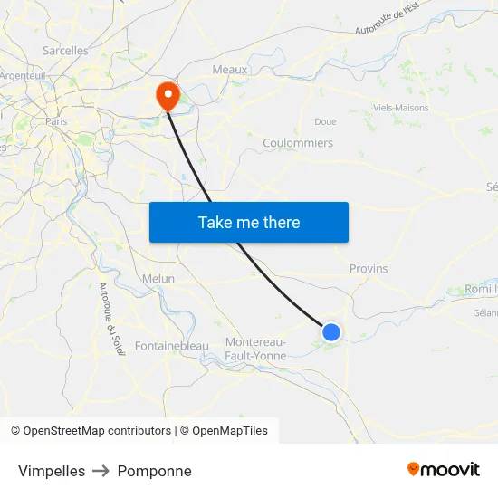 Vimpelles to Pomponne map