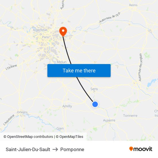 Saint-Julien-Du-Sault to Pomponne map