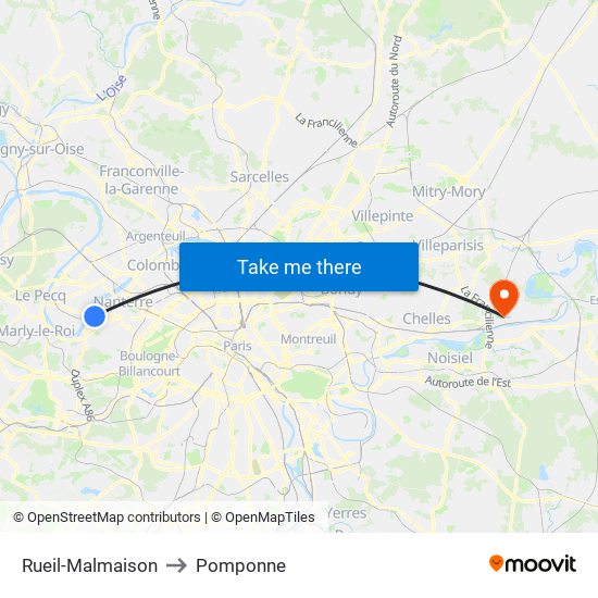 Rueil-Malmaison to Pomponne map
