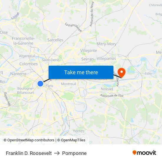 Franklin D. Roosevelt to Pomponne map